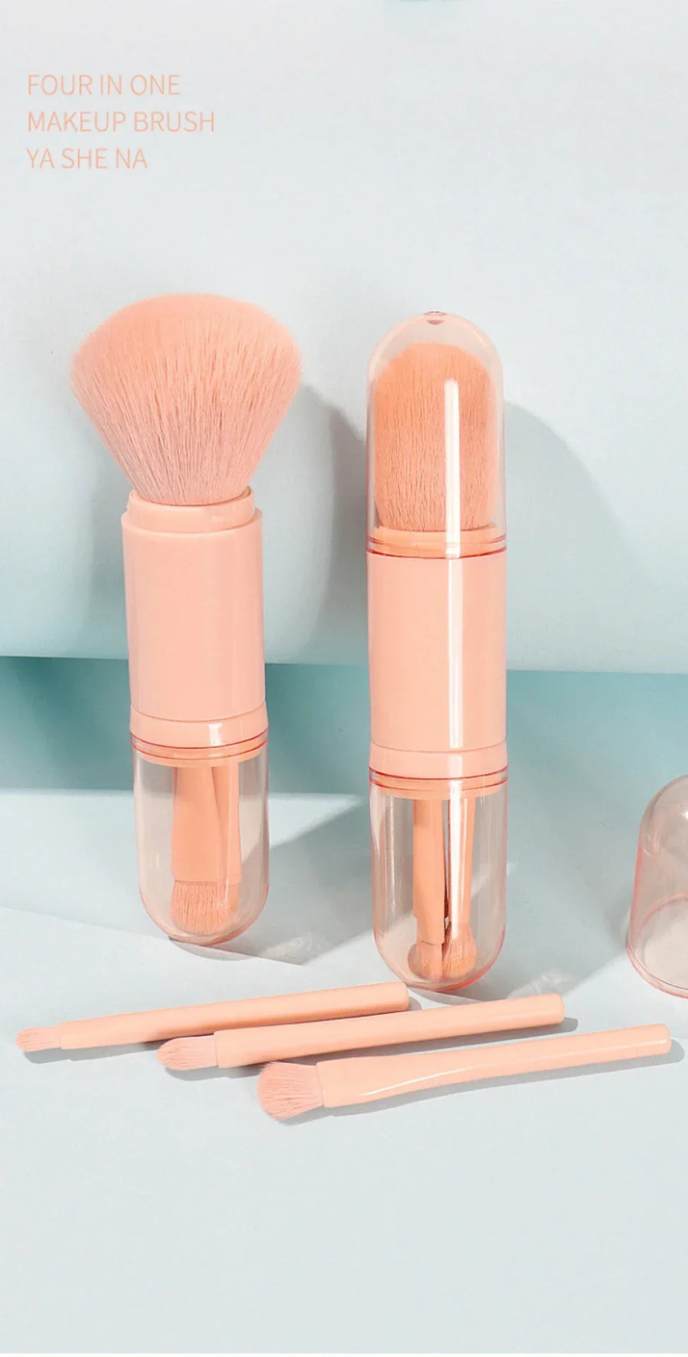 Multifunctional Portable 4 in 1 Makeup Brush Set