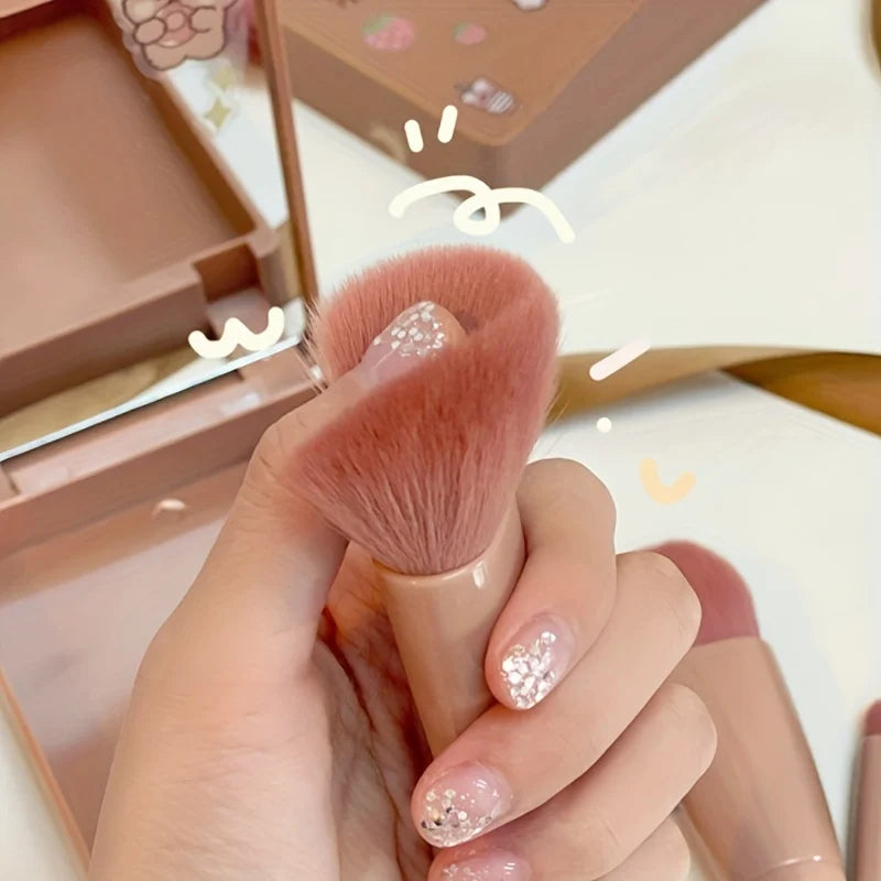 Portable Makeup Brush Set with Mirror